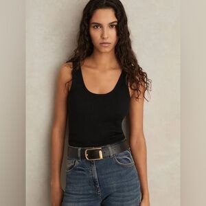 Reiss Classic Black Tank Violet Scoop Neck Top